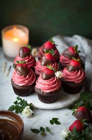 Moist chocolate cupcakes topped with strawberry frosting and chocolate covered strawberries! Chocolate Cupcakes With Strawberry Frosting Cooking Classy