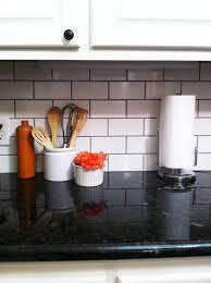 Backsplash For Black Countertops And White Cabinets As Part Of My Mom S Mini Kitchen Reno Last Week She Ripped Out Her Old Back Splash And In Kitchen Tiles Design Backsplash For White Cabinets Black Countertops