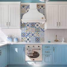 75 Blue Backsplash Ideas Navy Aqua Royal Or Coastal Blue Design Home Decor Kitchen Mediterranean Kitchen Design Kitchen Furniture Design