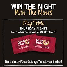 Read on for some hilarious trivia questions that will make your brain and your funny bone work overtime. 99 Restaurants Guess What Trivia Is Back At The Nines Grab The Crew And Join Us Tonight To Get Your Game On Facebook
