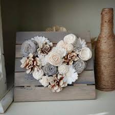 neutral wood flower mini heart board sola wood flowers farmhouse style housewarming gift wedding decor nursery decor rustic home decor exviver elisi fikirleri ev hediyeleri ev elisleri