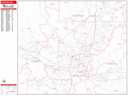 The term zip stands for zone improvement plan. Jackson Mississippi Zip Code Wall Map Red Line Style By Marketmaps Mapsales Com