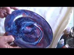 Acrylic Pour On Glass Demo Green Blue Yellow Results Of A Previous Pour Too Youtube Acrylic Pouring Art Fluid Acrylic Painting Resin Painting