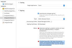 Provisioning Profile Ios Team Provisioning Profile Xxxxxxx Doesn T Match The Entitlements File S Value For The Get Task Allow Entitlement Issue 1087 Facebookarchive Webdriveragent Github