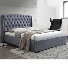 Balmoral Grey Velvet Fabric Winged Bed Winged Bed Bed Frame Winged Headboard
