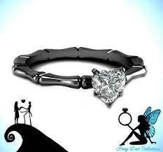Pumpkin king skellington inspired white & black swarovski accents on black rhodium or black gold bridal engagement ring set ***only payments done via paypal will be crafted immediately. Nightmare Before Christmas Jack And Sally Black Gold Etsy