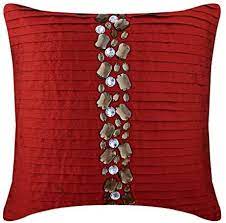 Tips for styling couch pillows. Amazon Com Luxury Red Decorative Throw Pillow Covers 16x16 Inch 40x40 Cm Silk Throw Pillows For Couch Striped Pintucks Textured Striped Crystals Modern Pillowcase Deep Red Crystals Home Kitchen