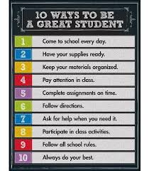 10 Ways To Be A Great Student Chart Classroom Education