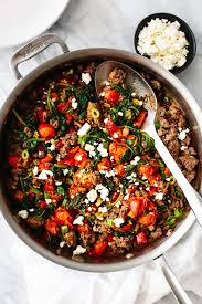 The spruce / diana rattray this hearty ground beef stew is a simple combination of lean ground beef, po. Mediterranean Ground Beef Stir Fry Downshiftology