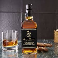 After the glass has been etched, our skilled artisans hand paint the imagery and text with the colors of your choice for a wholly personalized whiskey gift. Retirement Gift Personalized Whiskey Bottle Label