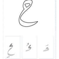 خط رقعة مفرغ بطاقات الحرف حاء مع التشكيل واشكال الحرف وكتابته