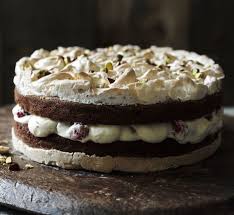 Chocolate Brownie Meringue Cake With Raspberry Cream Recipe Recipe Raspberry Cream Recipe Desserts Baking