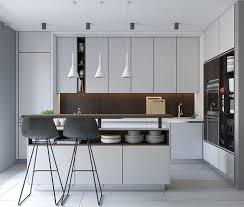 Simple Modern Light Grey Kitchen With Black And White Accents Kitchen Inspiration Design Kitchen Design Trends Small Modern Kitchens