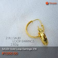 Saudi Gold Loop Earrings 21k 2 7 Grams Great Investment Pawnable Great For Gifts Gold Goldjewelry Goldph Earrings Golde Loop Earrings Earrings Gold