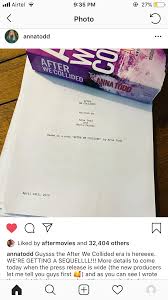 Hessa Prevailed Anna Todd Confirmed The Second Movie Of The After Series After We Collided Wit Free Movies Online About Me Blog Full Movies Online Free