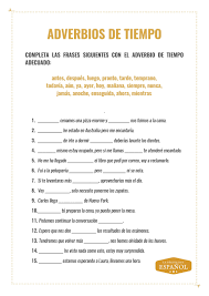 Adverbios De Tiempo Adverbios De Tiempo Ejercicios Para Aprender Espanol Adverbios