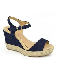 10,5 cm • fermeture : Sandales Compensees Daim Bleu Marine Agnes Toni Pons