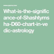 What Is The Significance Of Shashtymsha D60 Chart In Vedic