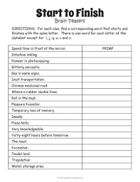 See more ideas about rebus puzzles. Start To Finish Word Brain Teaser Worksheet