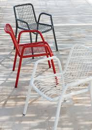 Stackable Metal Garden Chair With Armrests Stitch By Ethimo Garden Chairs Metal Contemporary Outdoor Furniture Outdoor Furniture Decor