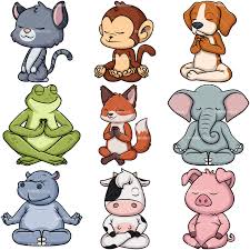 Animals Meditating Cartoon Vector Clipart Friendlystock Animal Yoga Pig Illustration Meditation Kids