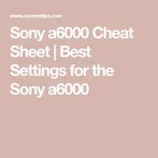 Sony A6000 Cheat Sheet Best Settings For The Sony A6000 Best Settings Cheat Sheets Cheating