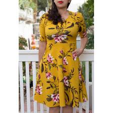 Sweet Pea Dress In Mustard Paisley Raye By Timeless Retro