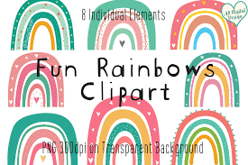 Cute design resources · high quality aesthetic backgrounds and wallpapers, vector illustrations, photos, pngs, mockups, templates and art. Boho Rainbow Clipart Bright Colorful Cute Kids Clipart 1127463 Illustrations Design Bundles