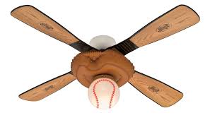 Hunter 23252 Baseball 44 Inch Single Light 4 Blade Ceiling Fan Leather Look Mitt Base With 4 Pine Aluminum Baseball Ceiling Fan Ceiling Fan Rustic Ceiling Fan