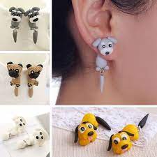 Handmade Animal Jewelry Ear Stud Polymer Clay Earrings Cartoon 3d Puppy Dogs Handmade Polymer Clay Diy Earrings Studs Polymer Clay Earrings
