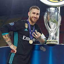 Sergio Ramos With The Trophy 08 08 2017 Arena Philip Ii Skopje Macedonia Uefa Super Cup Real Madrid Best Football Team