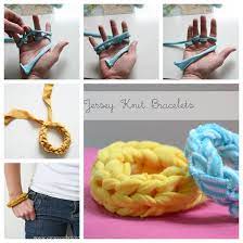 Many tutorials for this technique are geared towards. Wonderful Diy Finger Knitted Bracelet From Jersey T Shirt