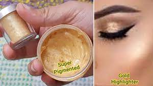 First there was glow, then there was dewy; Diy Cream Gold Highlighter Make Your Own Highlighter At Home Diy Primer Gold Face Illuminator Youtube