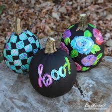 Painted pumpkins are stylish and fun to make. Loose Floral Acrylic Painting On Pumpkins