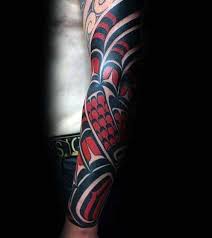 Unleash the beast of mystery in the depths of an all black tattoo. 60 Red And Black Tattoos For Men Manly Design Ideas