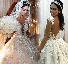 Deep V Neck Chapel Train Wedding Dresses Bridal Gown With 3d Flowers Sleeveless Dream Wedding Dresses Wedding Dress Train Bridal Gowns