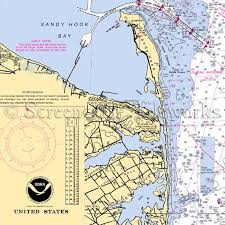 New Jersey Sea Bright Sandy Hook Bay Nautical Chart Decor