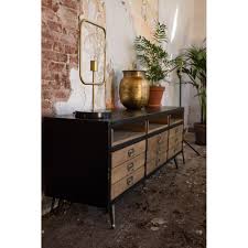 Buffet industriel en m tal et mdf plaqu bois pin acacia l 150 cm metal. Buffet Vintage Metal Bois Sol Par Drawer Fr