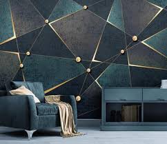 3d Gold Structure Gngn2088 Wallpaper Mural Decal Mural Photo Etsy In 2020 Wall Painting Living Room Geometric Wall Paint Bedroom Wall Paint