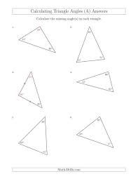 Angles in a triangle worksheets contain a multitude of pdfs to find the interior and exterior angles with measures offered as whole numbers and algebraic expressions. Calculating Angles Of A Triangle Given The Other Angle S A