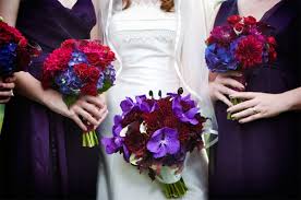 Artificial wedding bouquets in hydrangea rose purple lavender (small). Purple Wedding Flowers Wedding Splendor