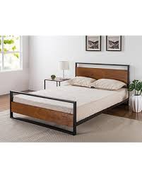 Pin it 1 like image. Find Deals On Zinus Suzanne Metal And Wood Platform Bed With Headboard And Footboard Box Spring Optional Wood Slat Support Queen