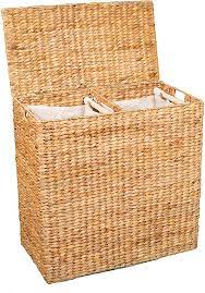 Amazon Com Birdrock Home Water Hyacinth Laundry Hamper Divided Interior Natural Eco Friendly Laundry Basket With Lid Wicker Laundry Hamper Laundry Hamper