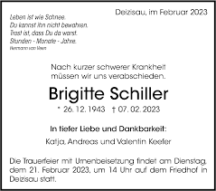 Traueranzeigen von Brigitte Schiller