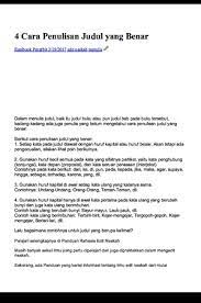 Anda bisa menulis sumber informasi baik dari judul buku. Download Cara Penulisan Judul Karangan Yang Benar Free Pdf Oiipdf Com