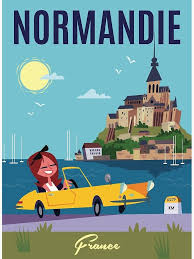 Impression Artistique Affiche Normandie Par Gagodel Redbubble Affiches Retro Affiche Vintage Affiches De Voyage Retro