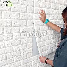 Papier Mural Adhesif En Brique 3d Decoration 77 70 Blanc Wall Decals Living Room Wall Stickers Brick Brick Wallpaper