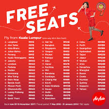 Checked baggage fees are lowest during initial flight booking. Airasia Free Seats Promo Ticket Price List Booking Until 19 November 2017 Travel 7 May 2018 31 January 2019