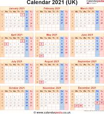 Calendar 2021 Uk With Bank Holidays Excel Pdf Word Templates