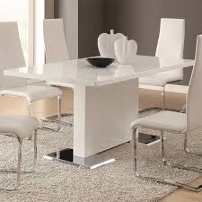 Coaster Furniture 102310 White Dining Table Contemporary Dining Room Sets Metal Base Dining Table